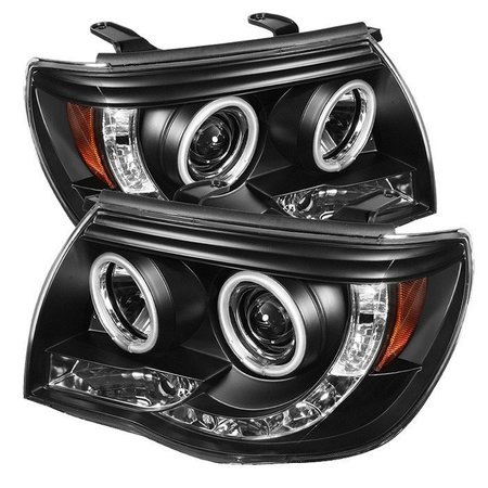 SPYDER AUTOMOTIVE 05-11 TACOMA PROJECTOR HEADLIGHTS-CCFL HALO-LED ( REPLACEABLE LEDS )-BLACK-HIGH 5030283